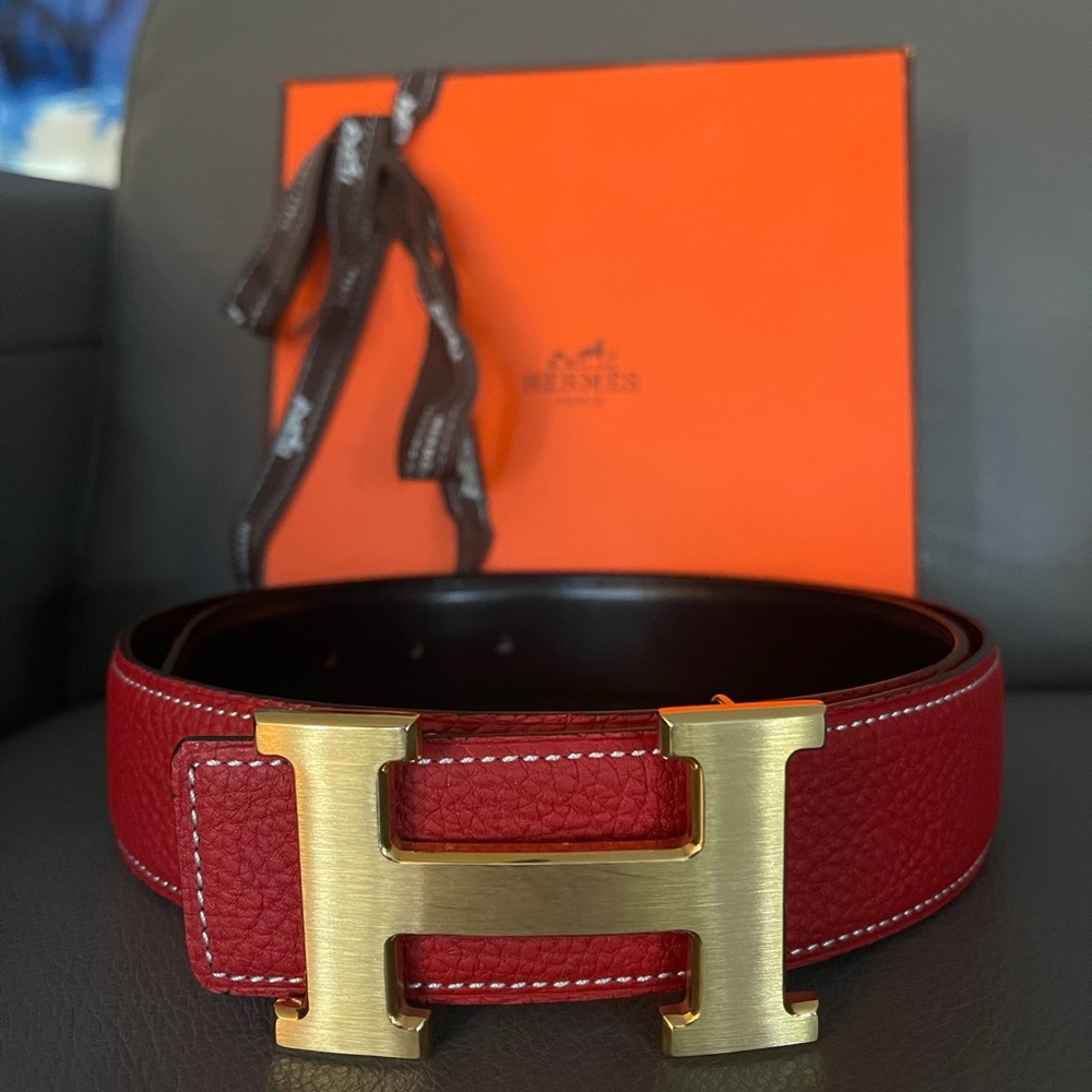 H Red Leather Belt
